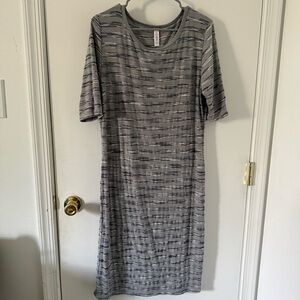 Lularoe Striped Gray Midi Julia Dress